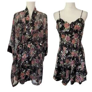 Victorias Secret Gold Label Robe & Mini Dress Intimates Set Size M Dark Romantic